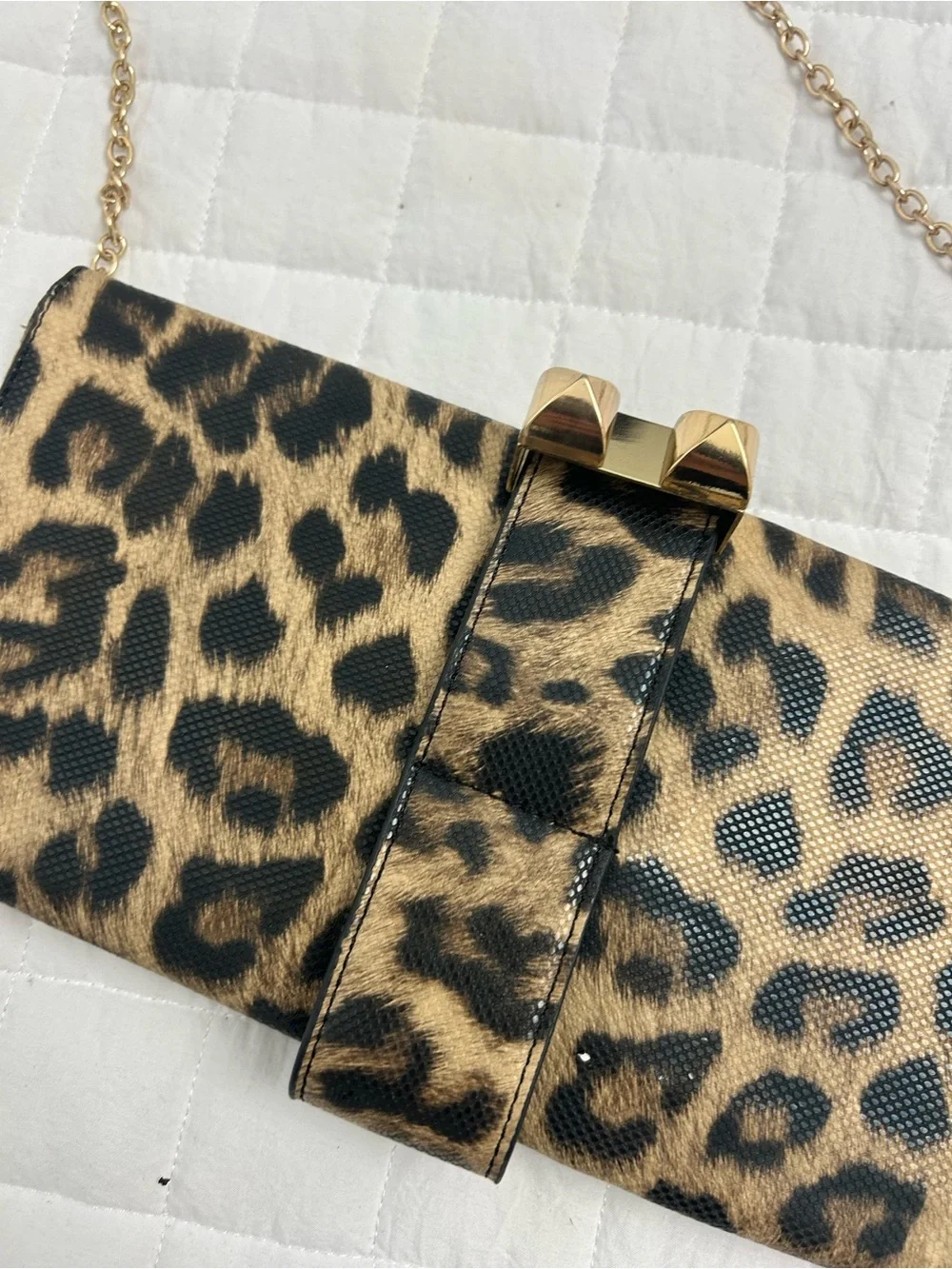 Fendi Leopard Print Clutch with Gold Chain